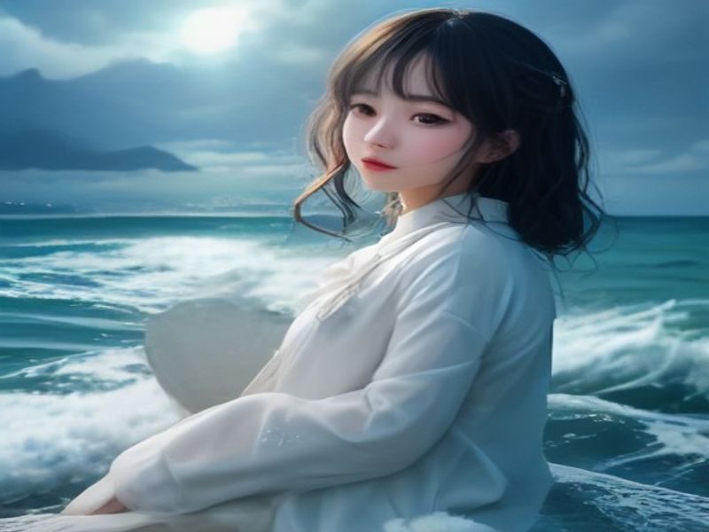 阳光海滩场景下身着比基尼的美女形象，画面色调明亮温暖，海浪与沙滩构成度假氛围，契合比基尼美女被操主题内容的视觉背景